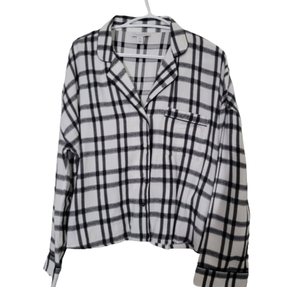 𝅺topshop oversize, boxy plaid blouse, button front, Light fleese, pocket NWOT - Picture 1 of 4
